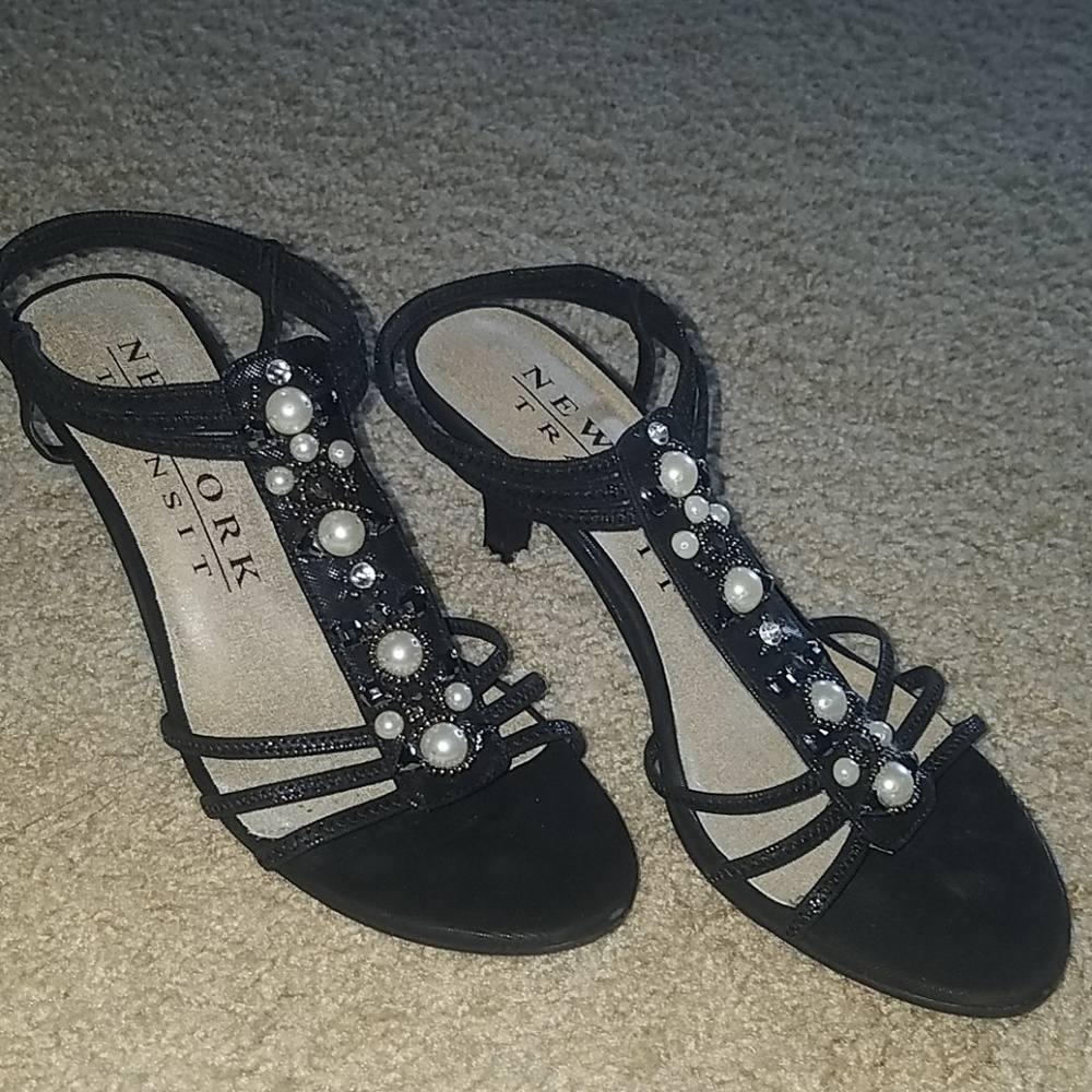 Black embellished heels